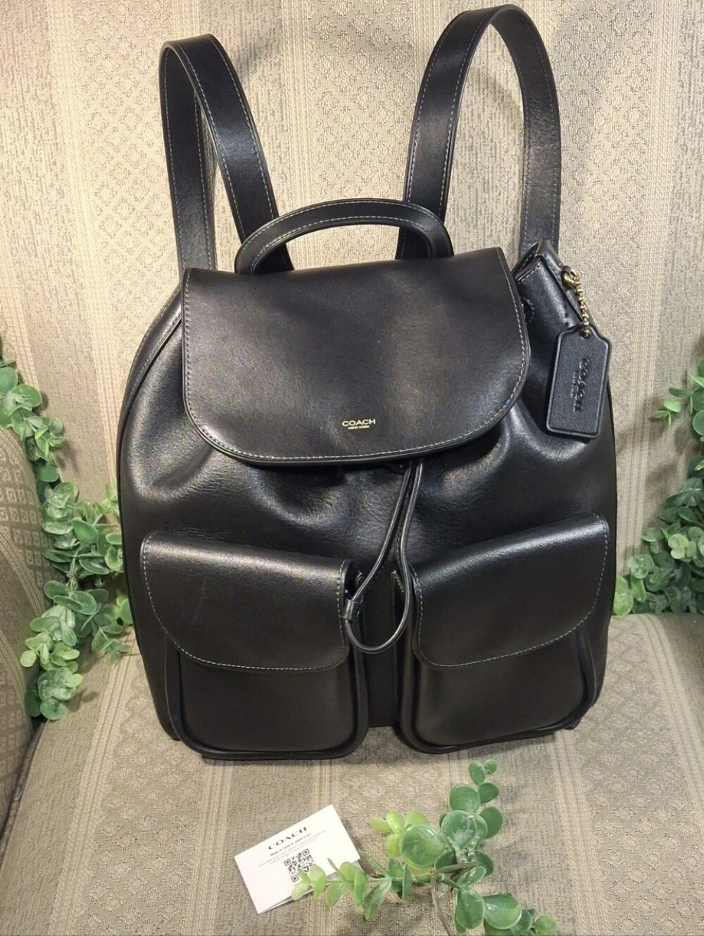 Coach Crosby CW619 Black Leather Backpack With Hangtag